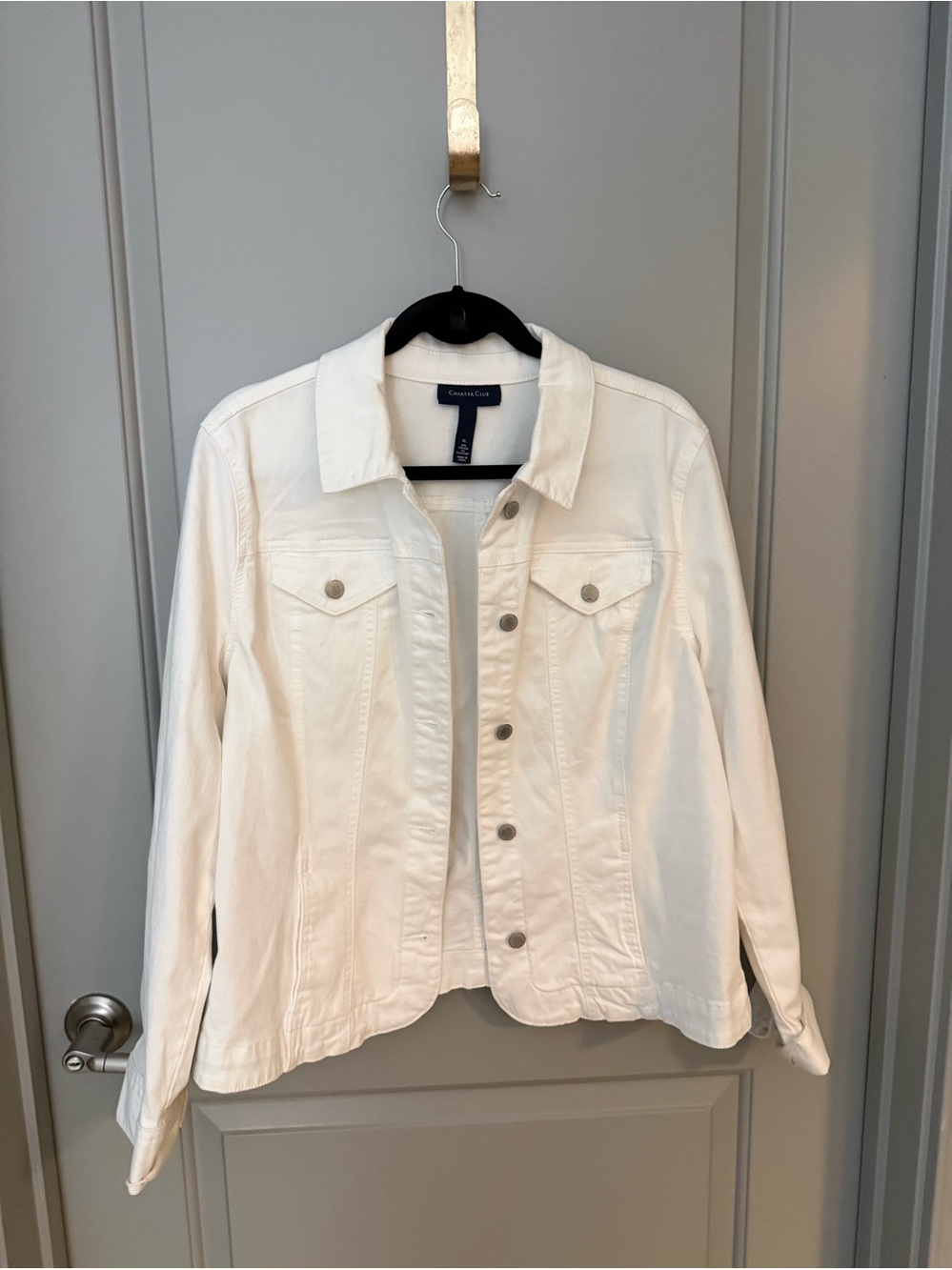 Charter Club White Denim Jacket - Classic Women's Jean Jacket Size XL
